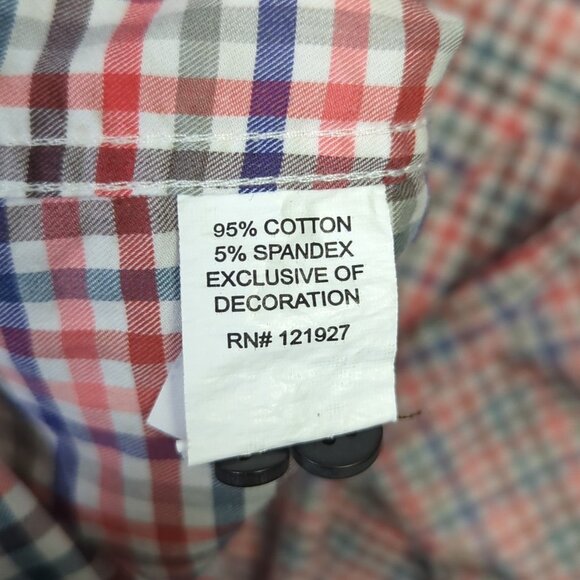 Johnnie-O Shirt Men's L Malibu Red Plaid Todd Hangin' Out Long Sleeve Button Up - Picture 9 of 11